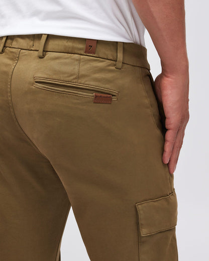 Kaki SLIMMY TAP.CARGO CHINO Luxe Per. Sateen Light Army 7 For All Mankind