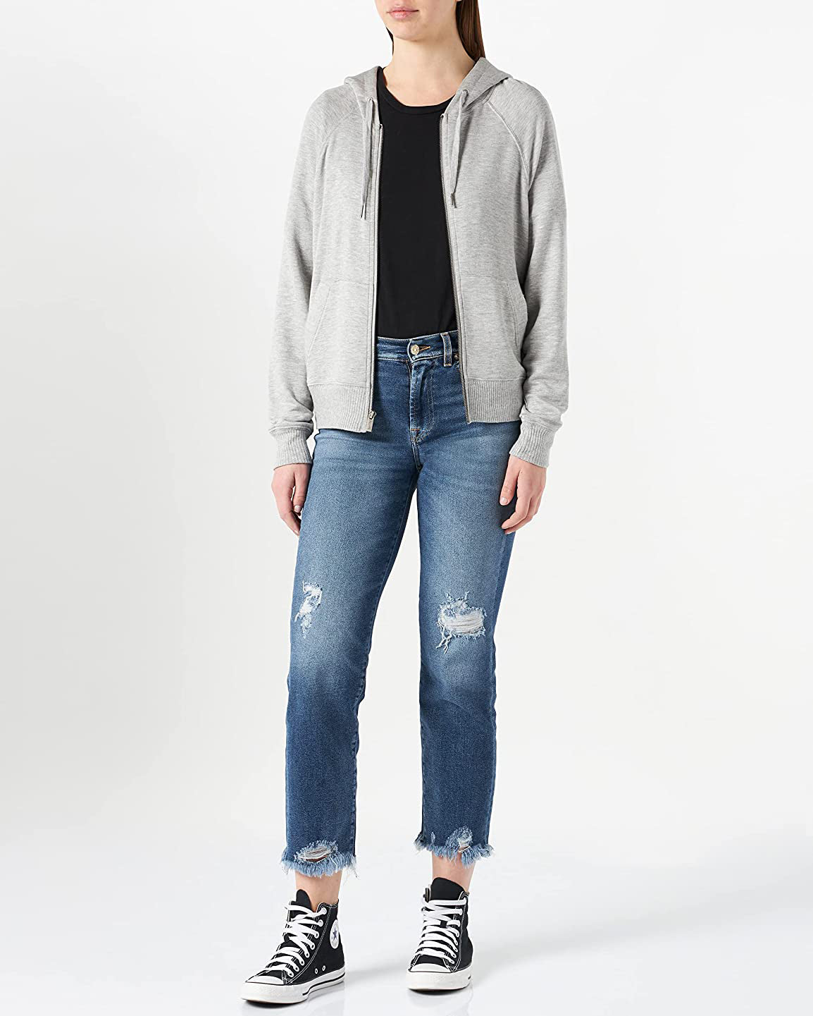 Middle Grey Zip Up Hoodie Super Soft Classic Heather Grey 7 For All Mankind