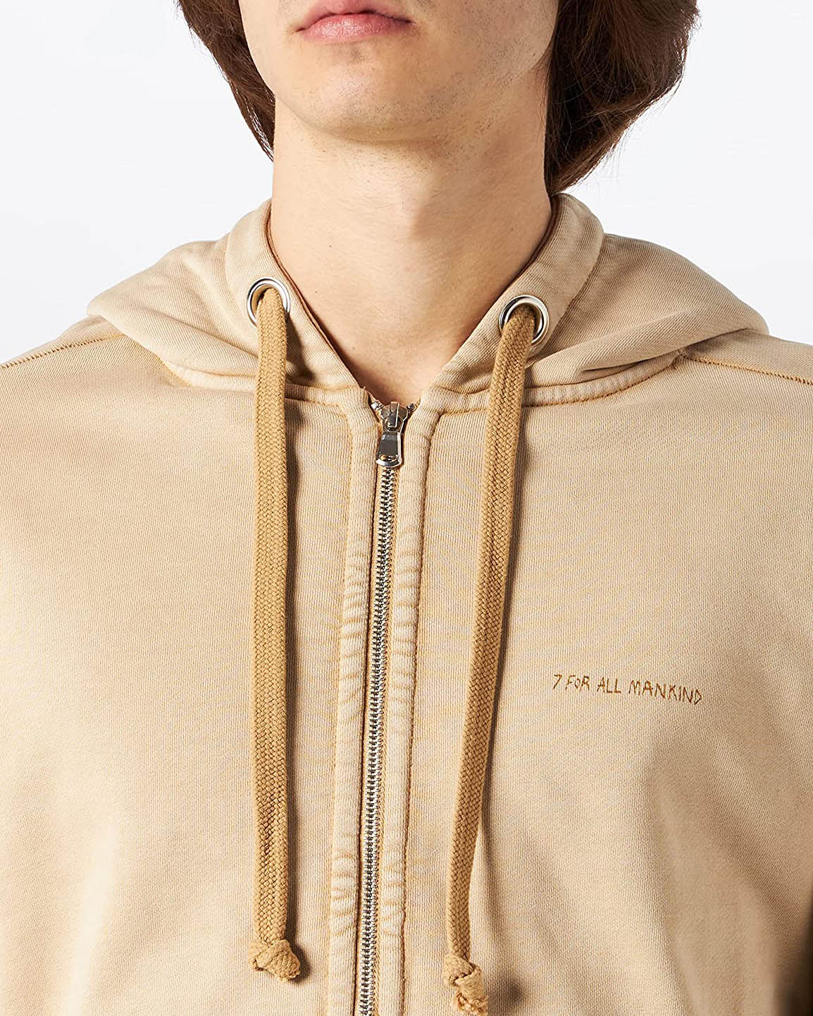 Beige Hoodie Jersey Old Dye Taffy 7 For All Mankind