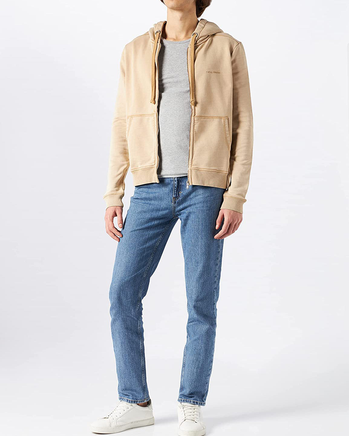 Beige Hoodie Jersey Old Dye Taffy 7 For All Mankind
