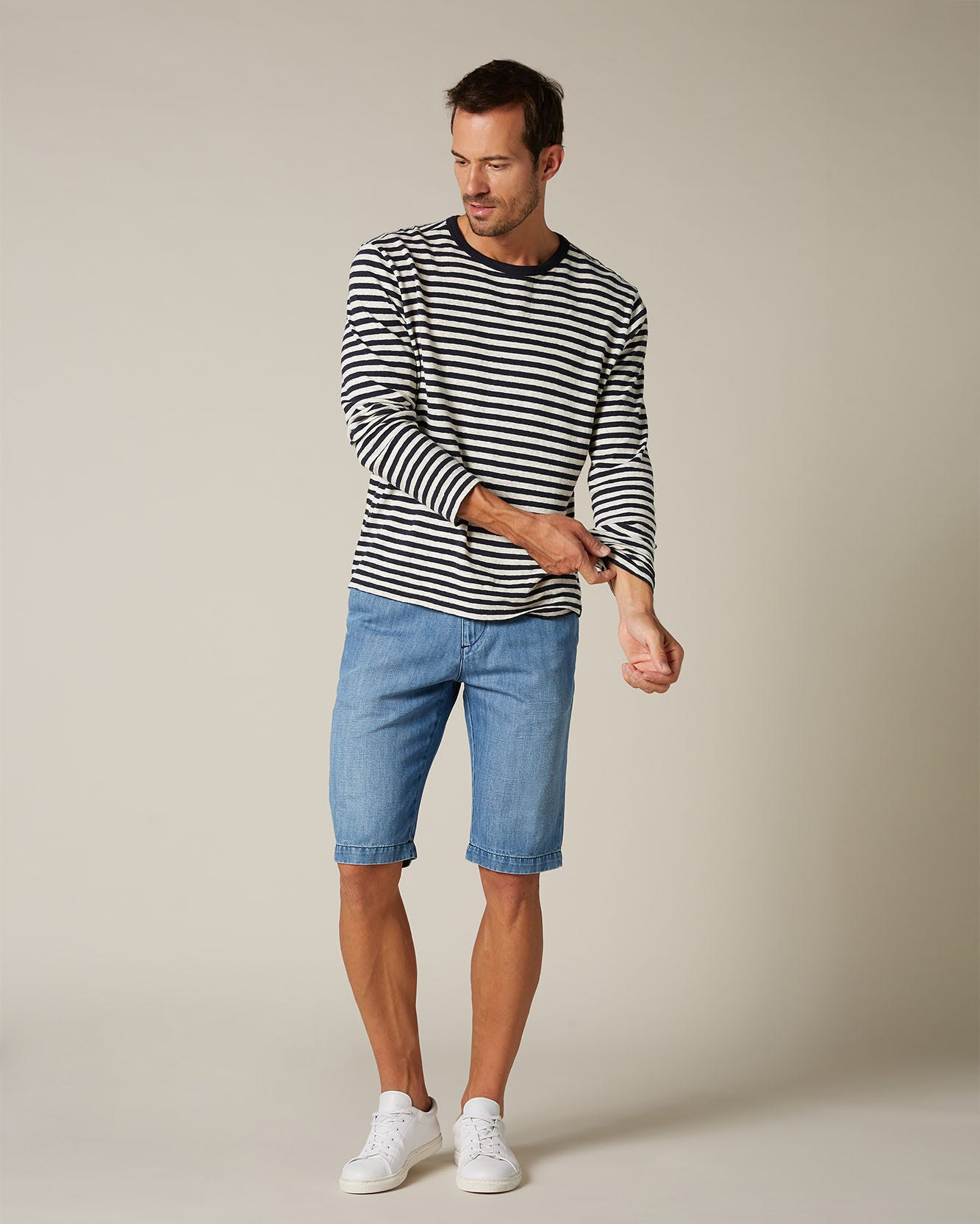 Light Blue Slimmy Chino Short Cotton Linen Light Blue 7 For All Mankind