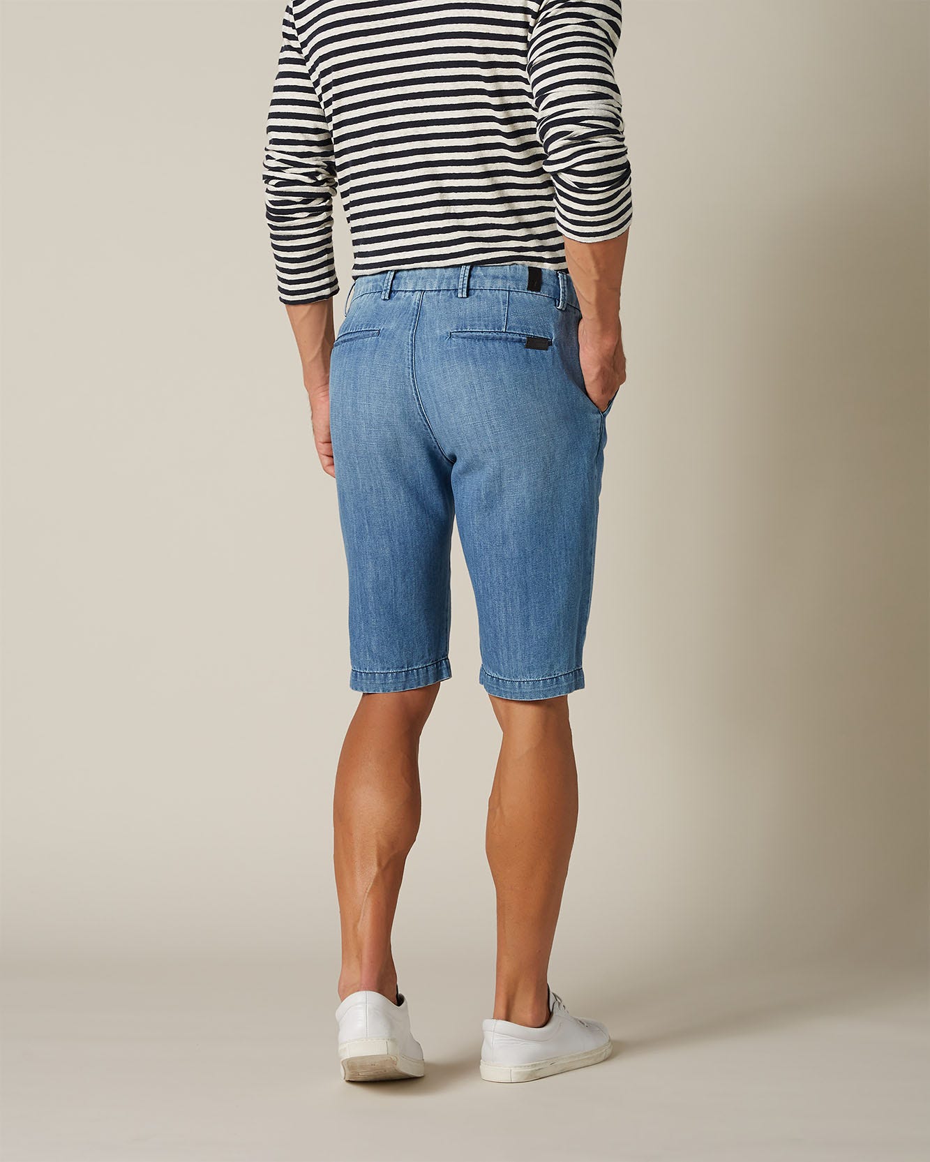 Light Blue Slimmy Chino Short Cotton Linen Light Blue 7 For All Mankind
