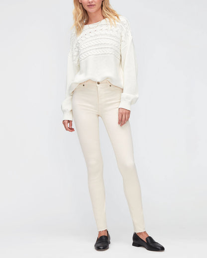 White Hw Skinny Col Slim Ill With Raw Cut Winter White