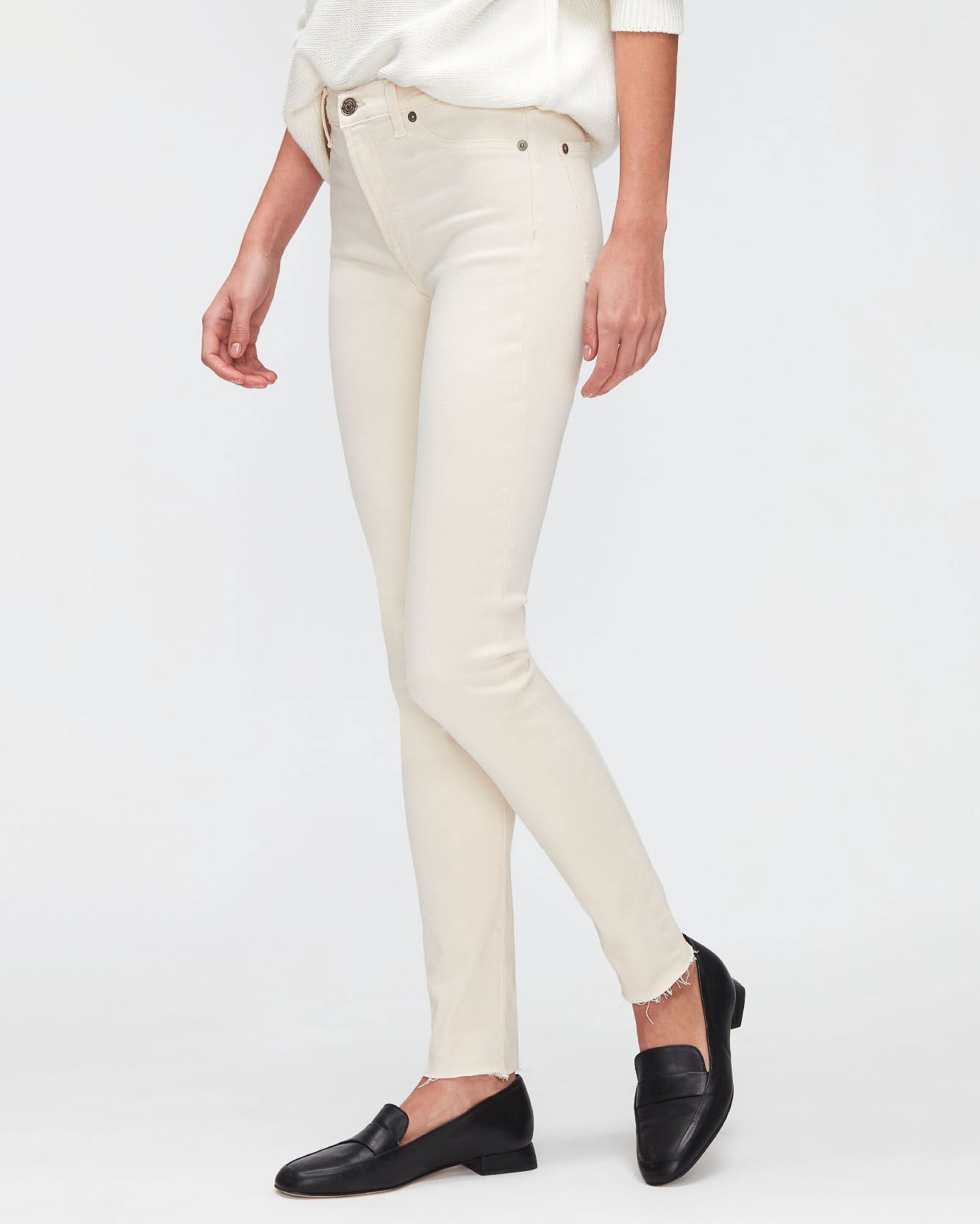 White Hw Skinny Col Slim Ill With Raw Cut Winter White