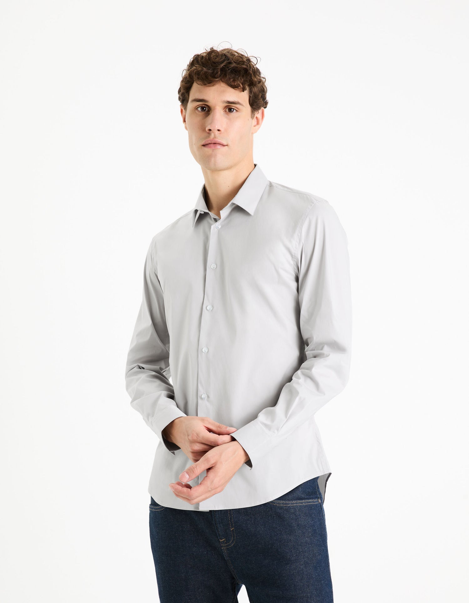 Slim Stretch Cotton Shirt_MASANTAL1_GREY_03