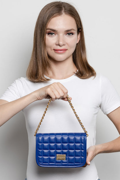 Blue Quilted Messenger Bag Lindy