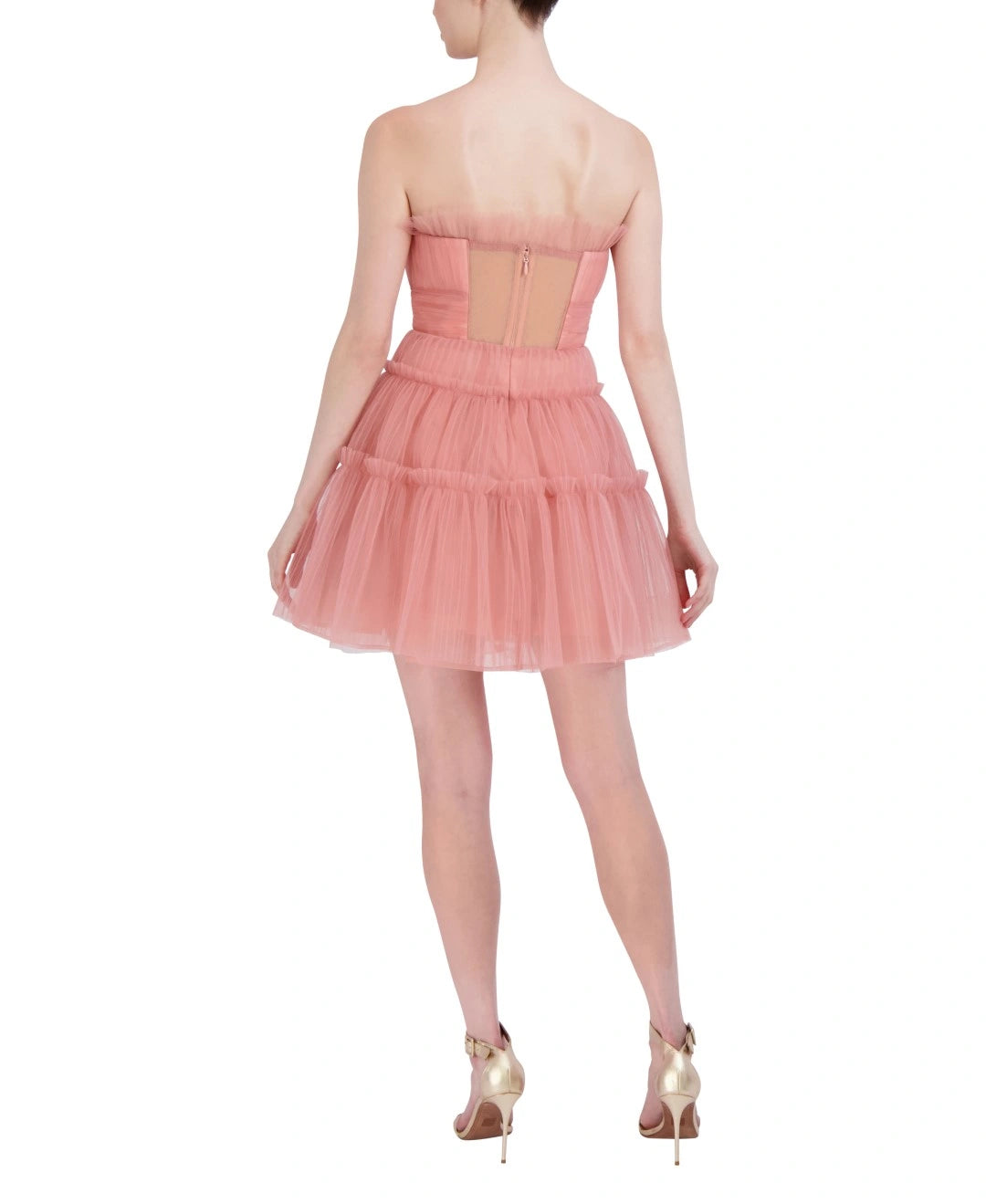 Rose Pink Strapless Mini Short Dress