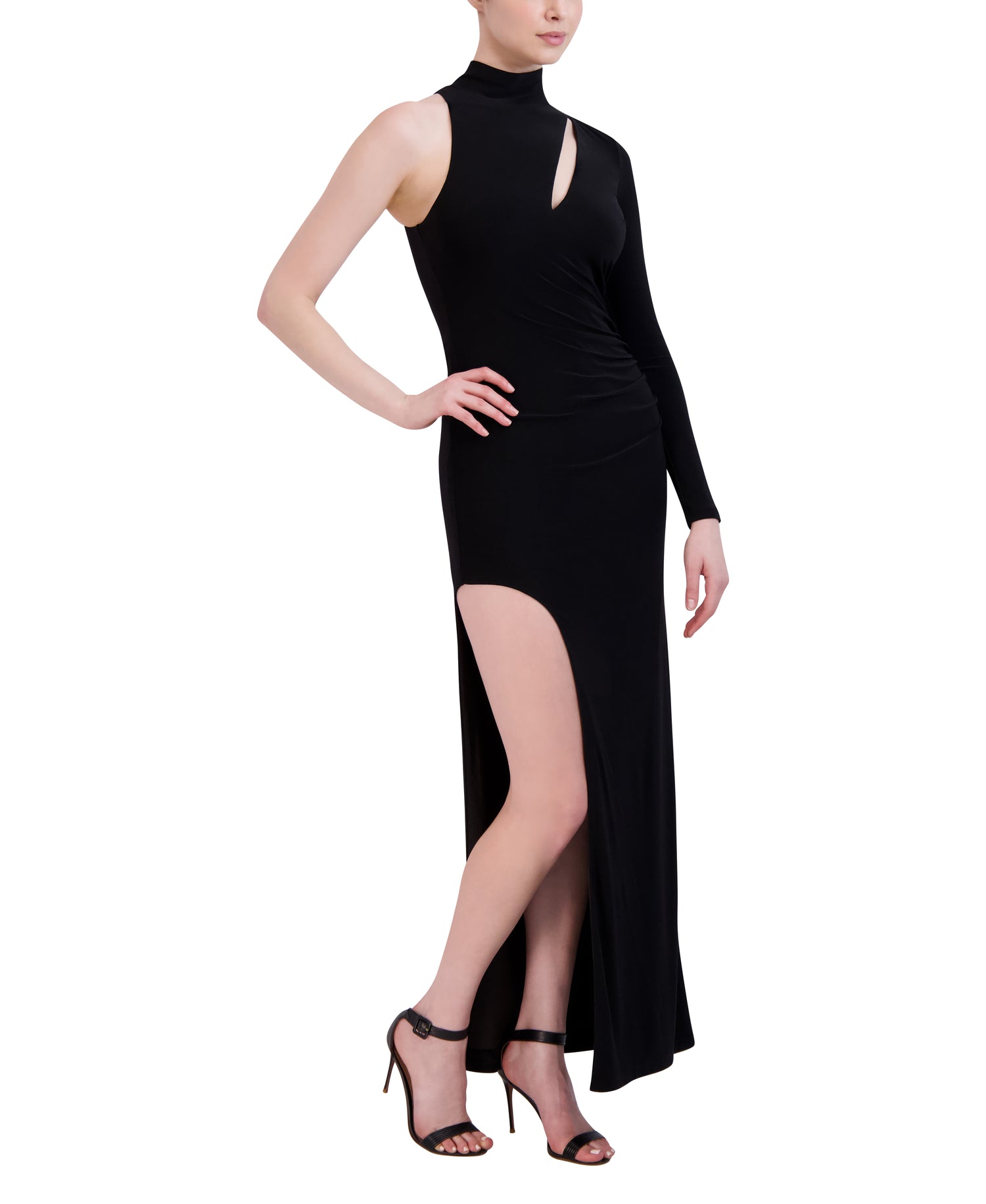Black Long Evening Dress With Thigh High Slit