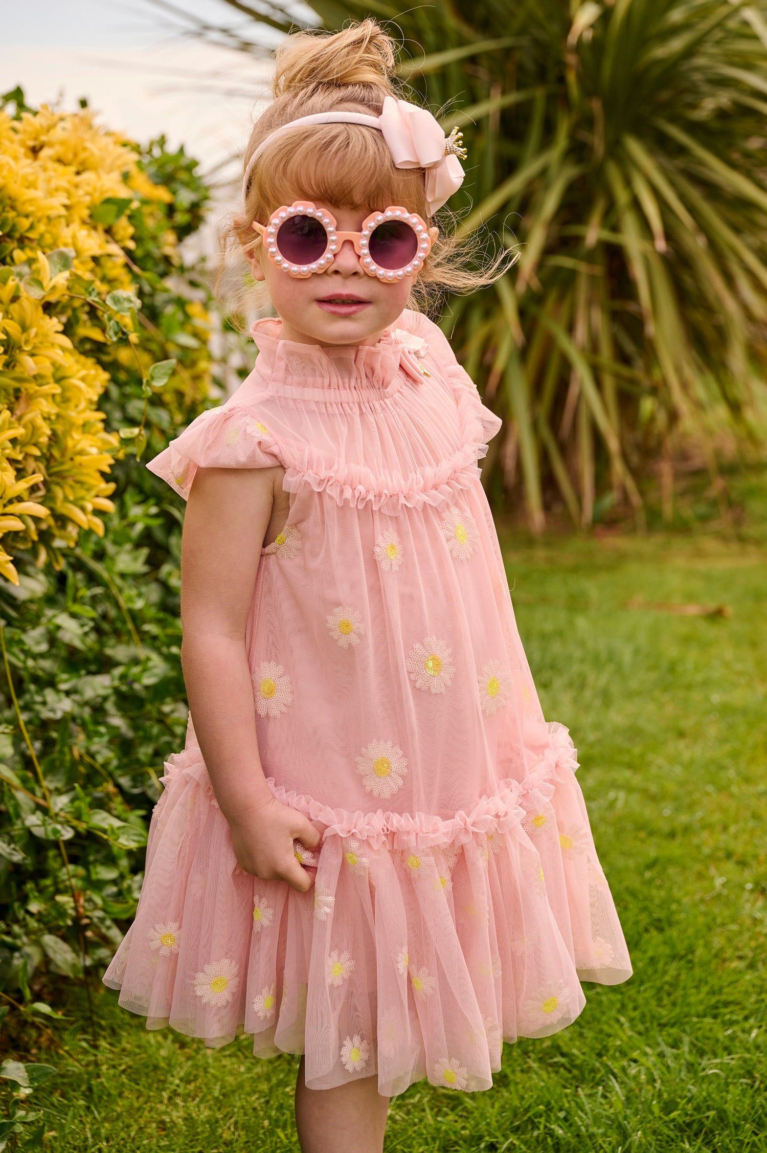 Marigold Sequin Daisy Dress Blush