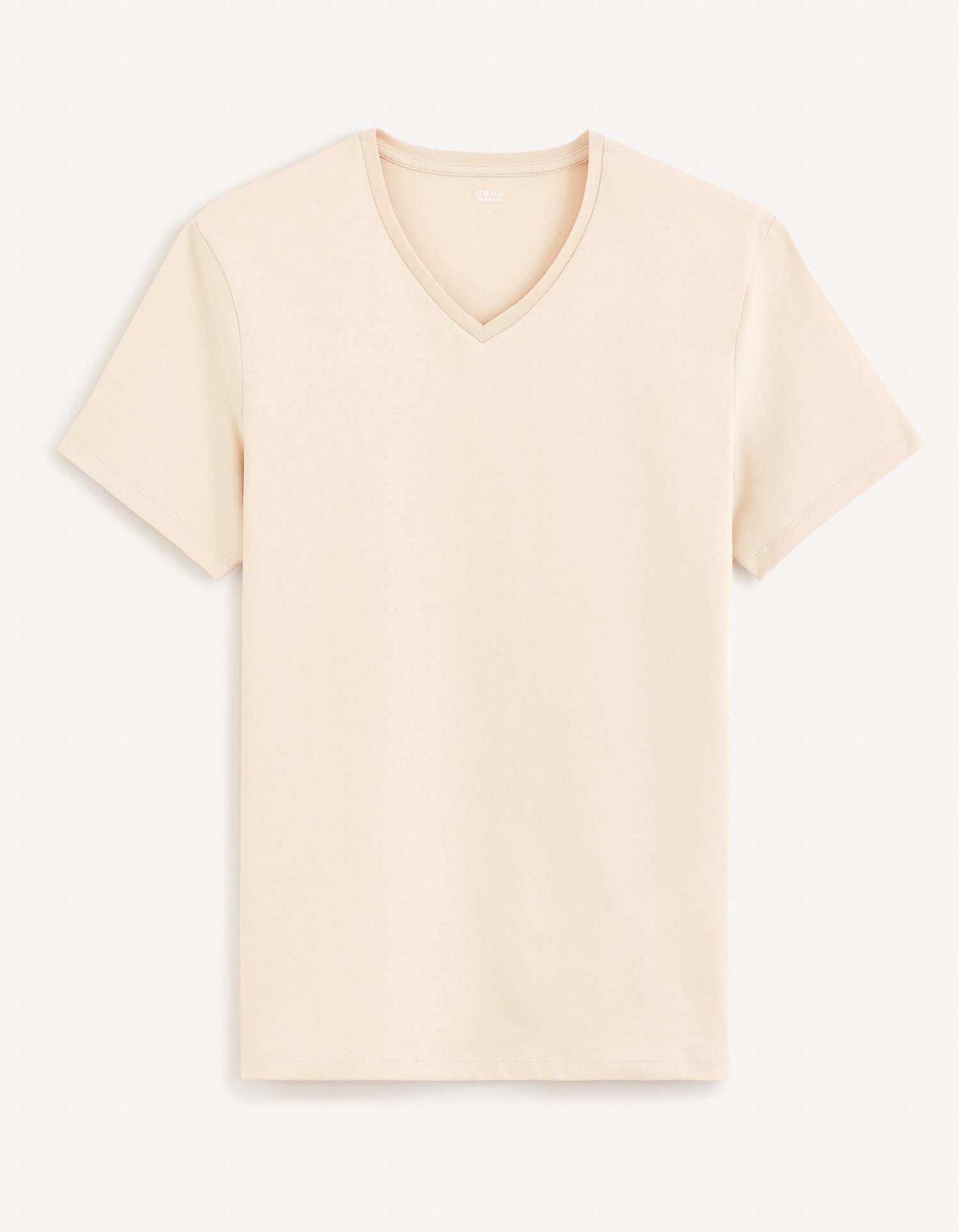 Stretch Cotton V-Neck T-Shirt_NEUNIV_BEIGE_01