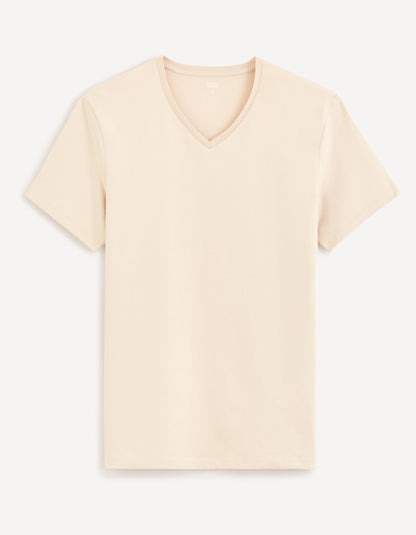 Stretch Cotton V-Neck T-Shirt_NEUNIV_BEIGE_01