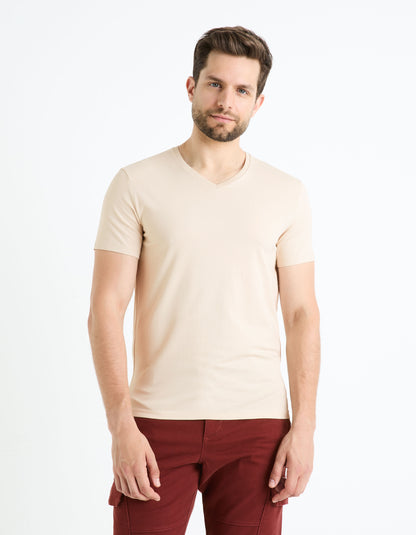 Stretch Cotton V-Neck T-Shirt_NEUNIV_BEIGE_03