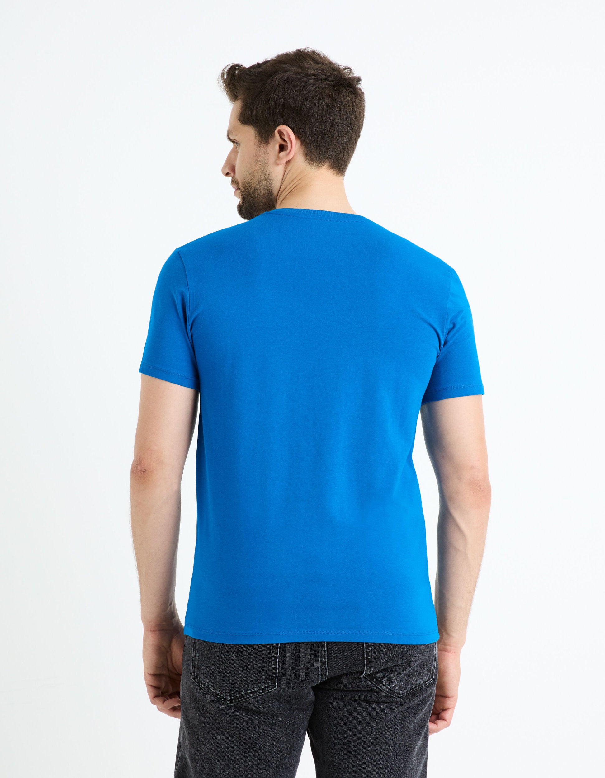 Stretch Cotton V-Neck T-Shirt_NEUNIV_BLUE SMART_04