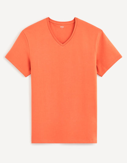 Stretch Cotton V-Neck T-Shirt_NEUNIV_ORANGE_02