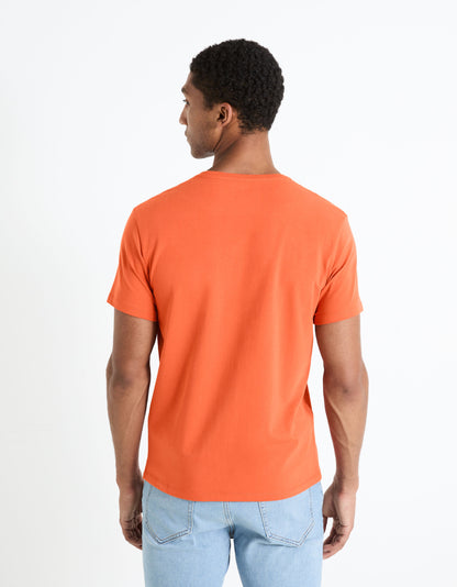 Stretch Cotton V-Neck T-Shirt_NEUNIV_ORANGE_04