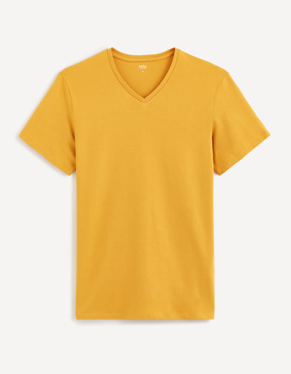 Stretch Cotton V-Neck T-Shirt_NEUNIV_YELLOW GOLDEN_02