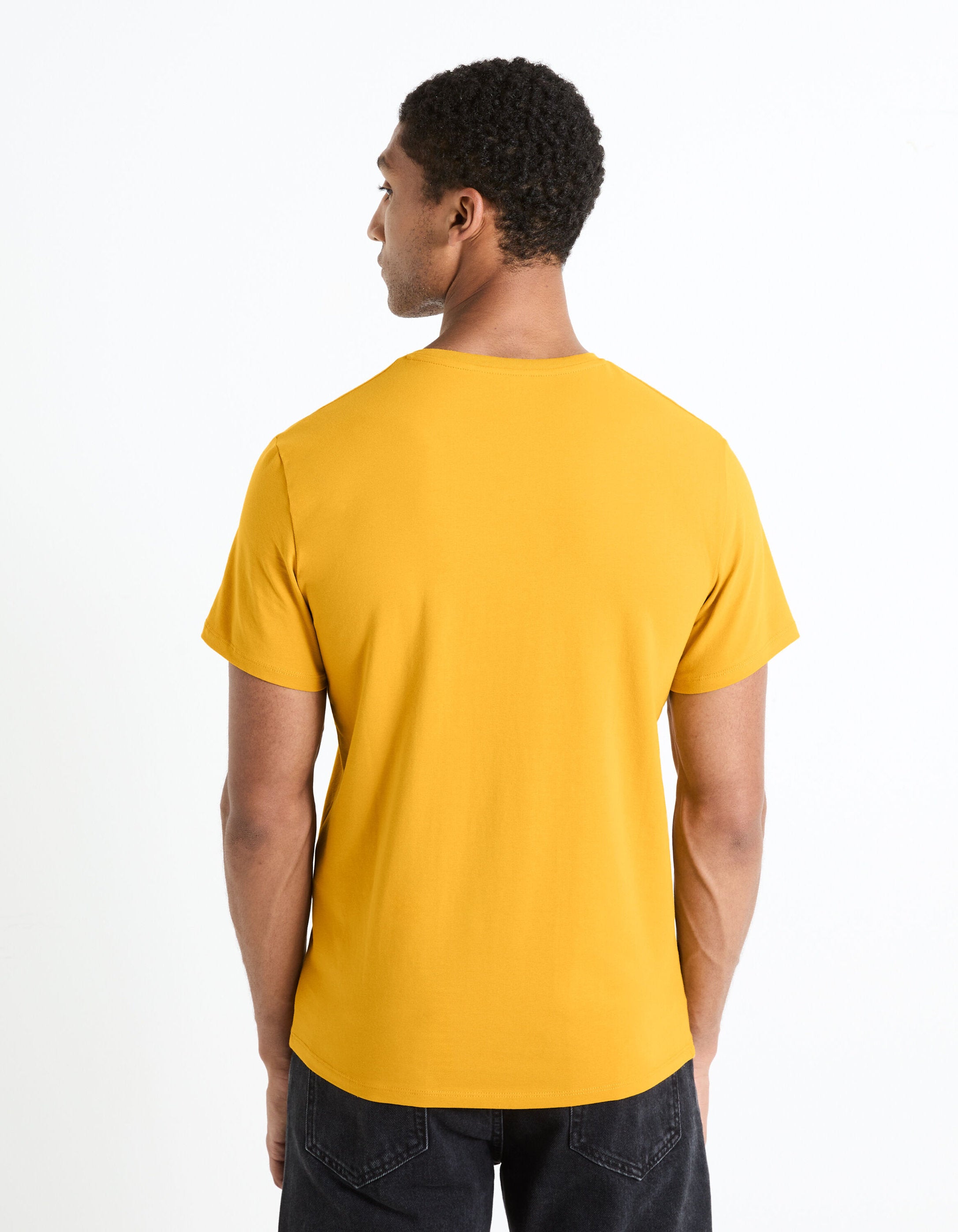 Stretch Cotton V-Neck T-Shirt_NEUNIV_YELLOW GOLDEN_04