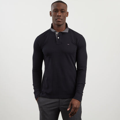 Black Cotton Polo With Contrasting Neck_PPKNIPLE0006_NO_05