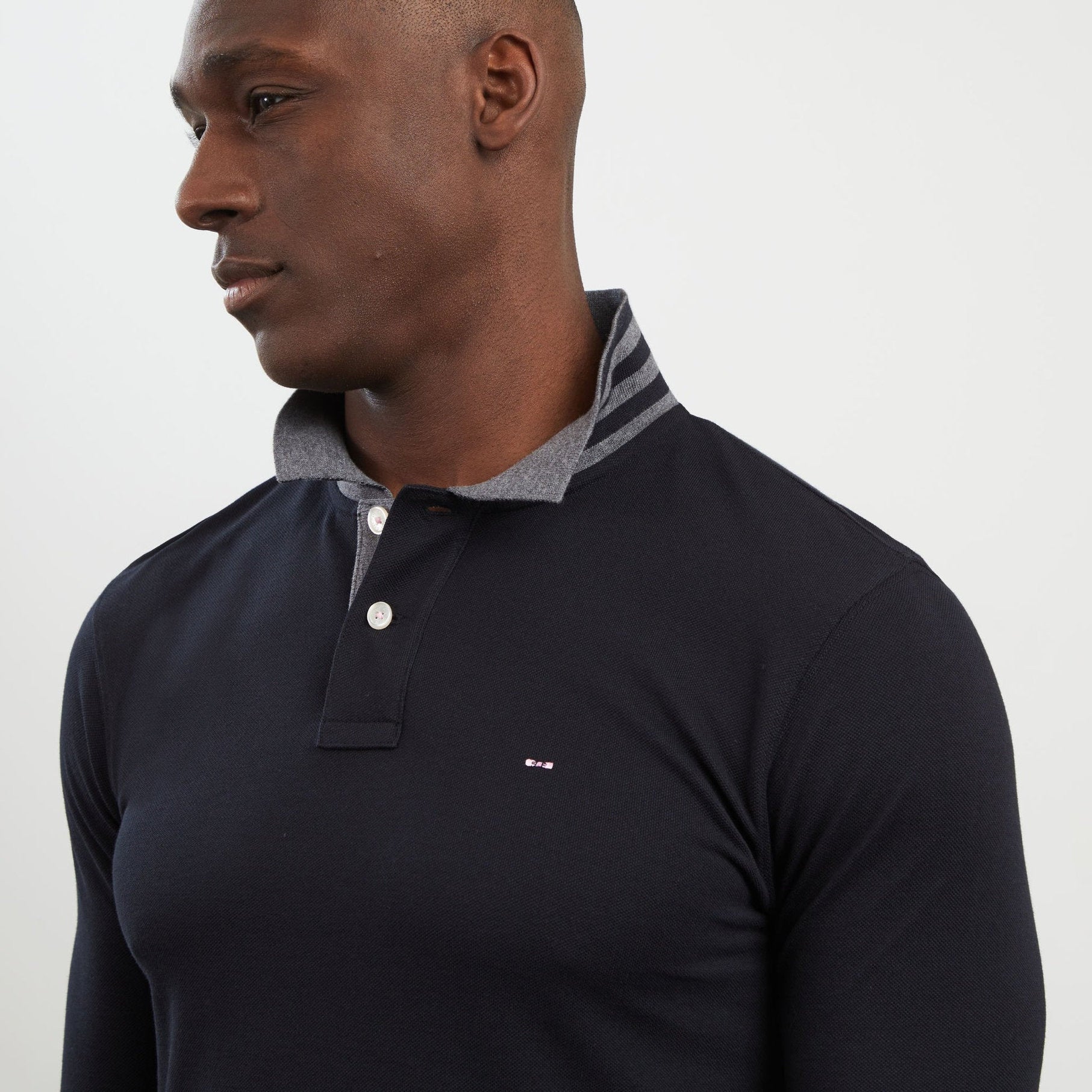 Black Cotton Polo With Contrasting Neck_PPKNIPLE0006_NO_06