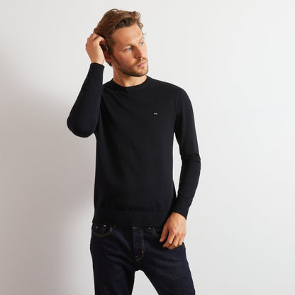 Crew Black Cotton Jumper_PPKNIPUE0021_NO_03