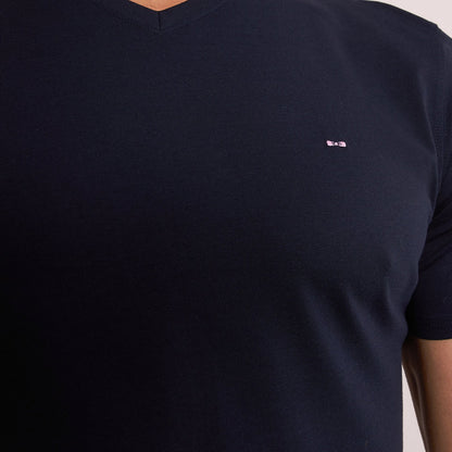 V-Neck Navy Light Pima Cotton T-Shirt_PPKNITCE0008_BLF_07