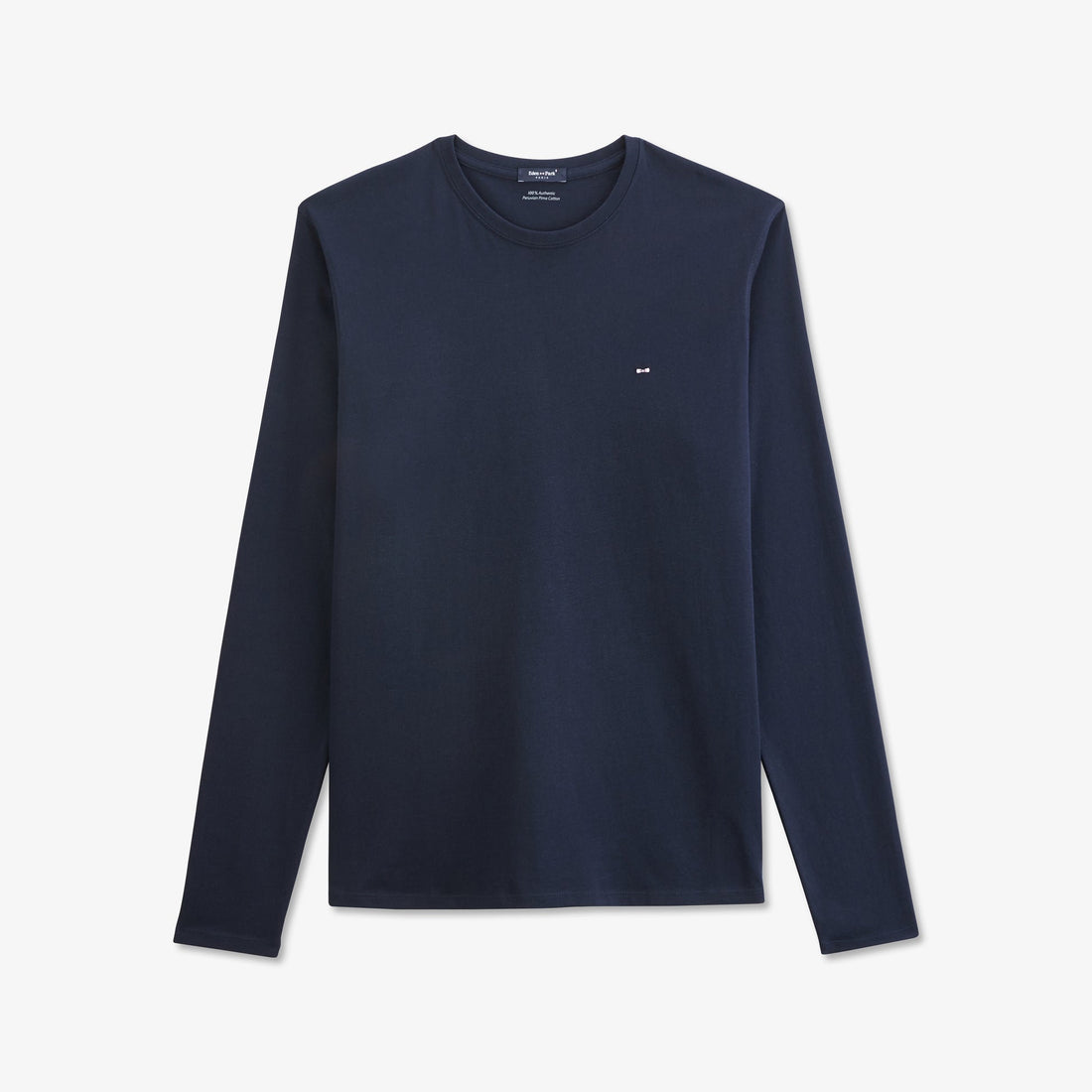 Long Sleeved Navy Blue Cotton T-Shirt_PPKNITLE0007_BLF_02