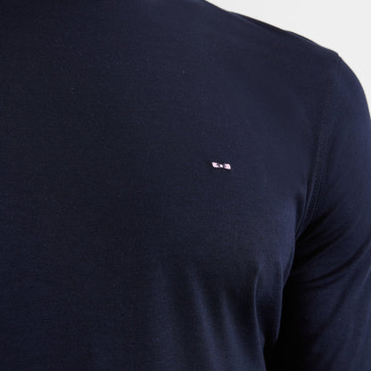 Long Sleeved Navy Blue Cotton T-Shirt_PPKNITLE0007_BLF_07