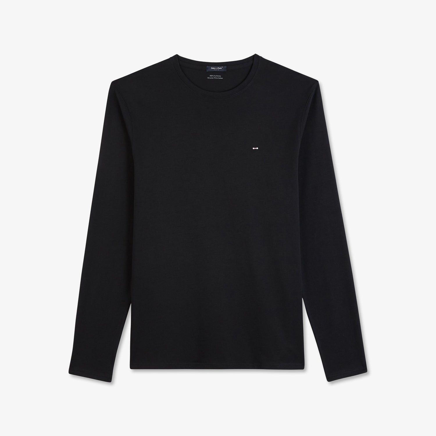 Long Sleeved Black Cotton T-Shirt_PPKNITLE0007_NO_03