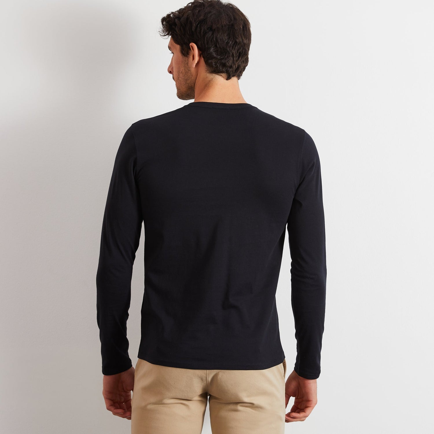 Long Sleeved Black Cotton T-Shirt_PPKNITLE0007_NO_04