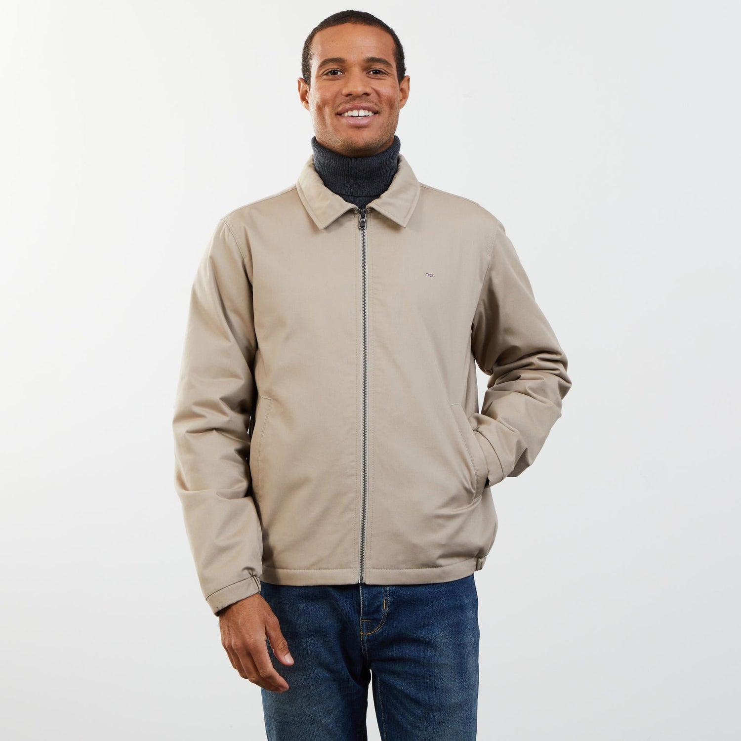 Beige Jacket In Cotton Gabardine_PPOUTBLE0004_BEC5_03