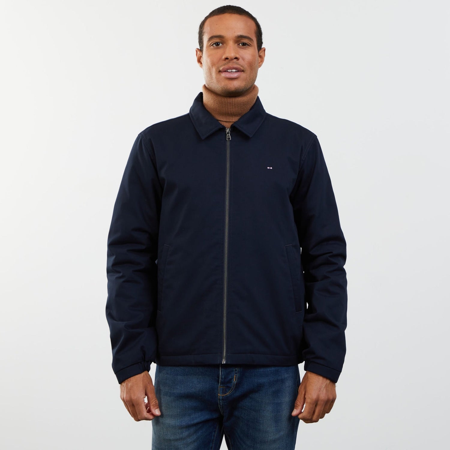 Dark Blue Jacket In Cotton Gabardine_PPOUTBLE0004_BLF_03