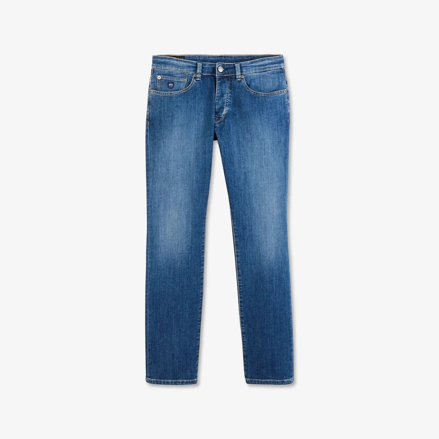Light Blue Stretch Cotton Jeans - BEVAVA