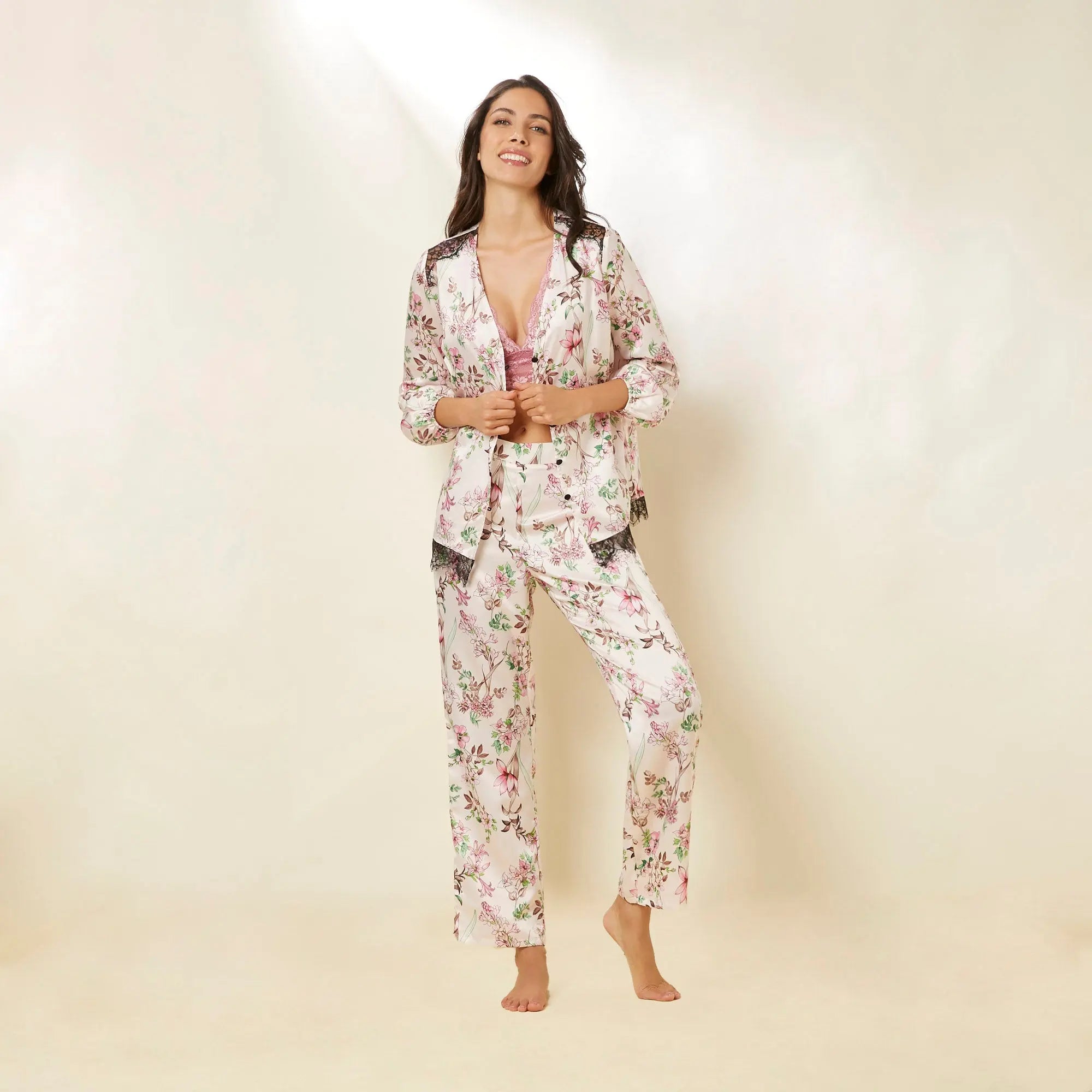 Printed Long-Pyjamas With Front Open - BEVAVA