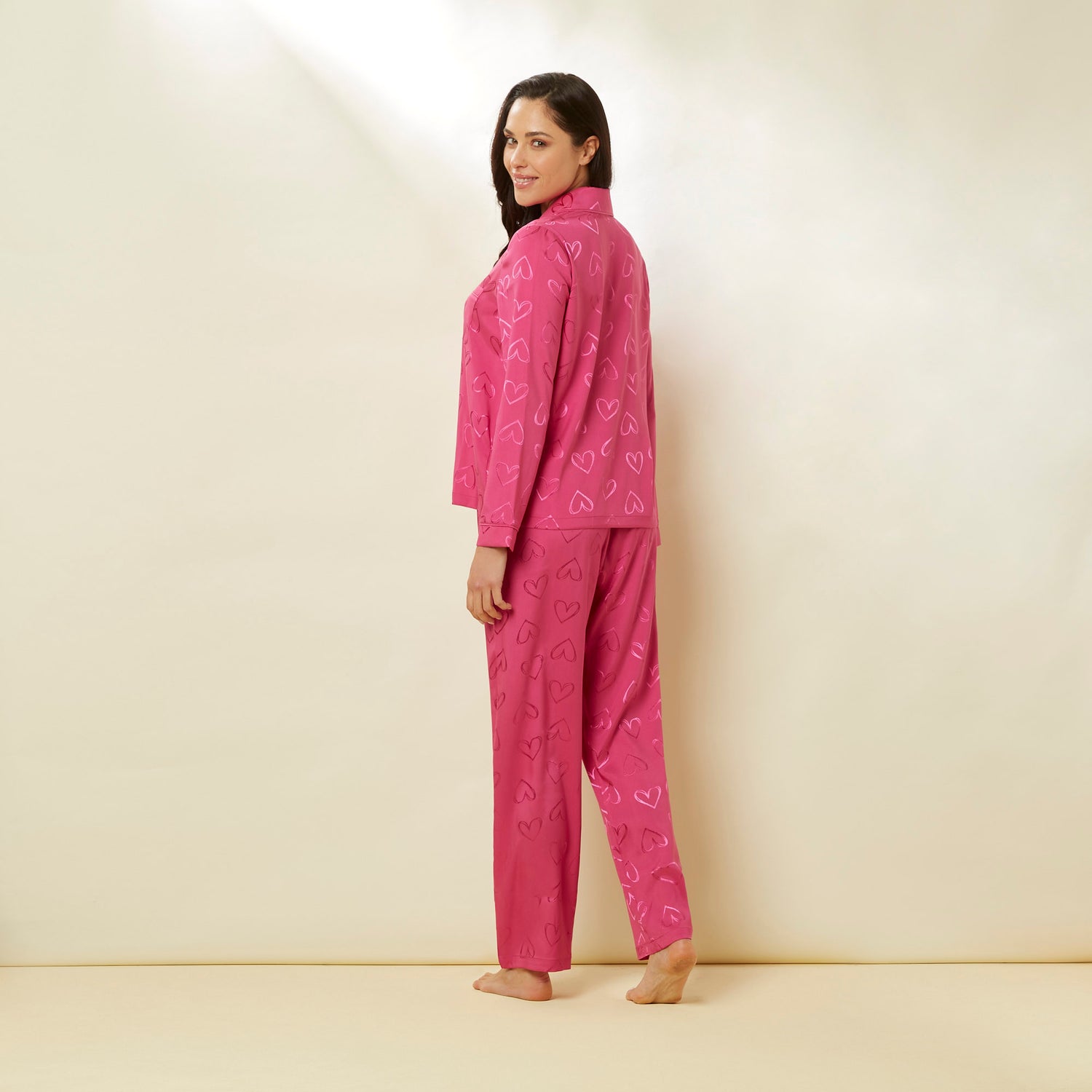 Fuchsia Long-Pyjamas With Front Open