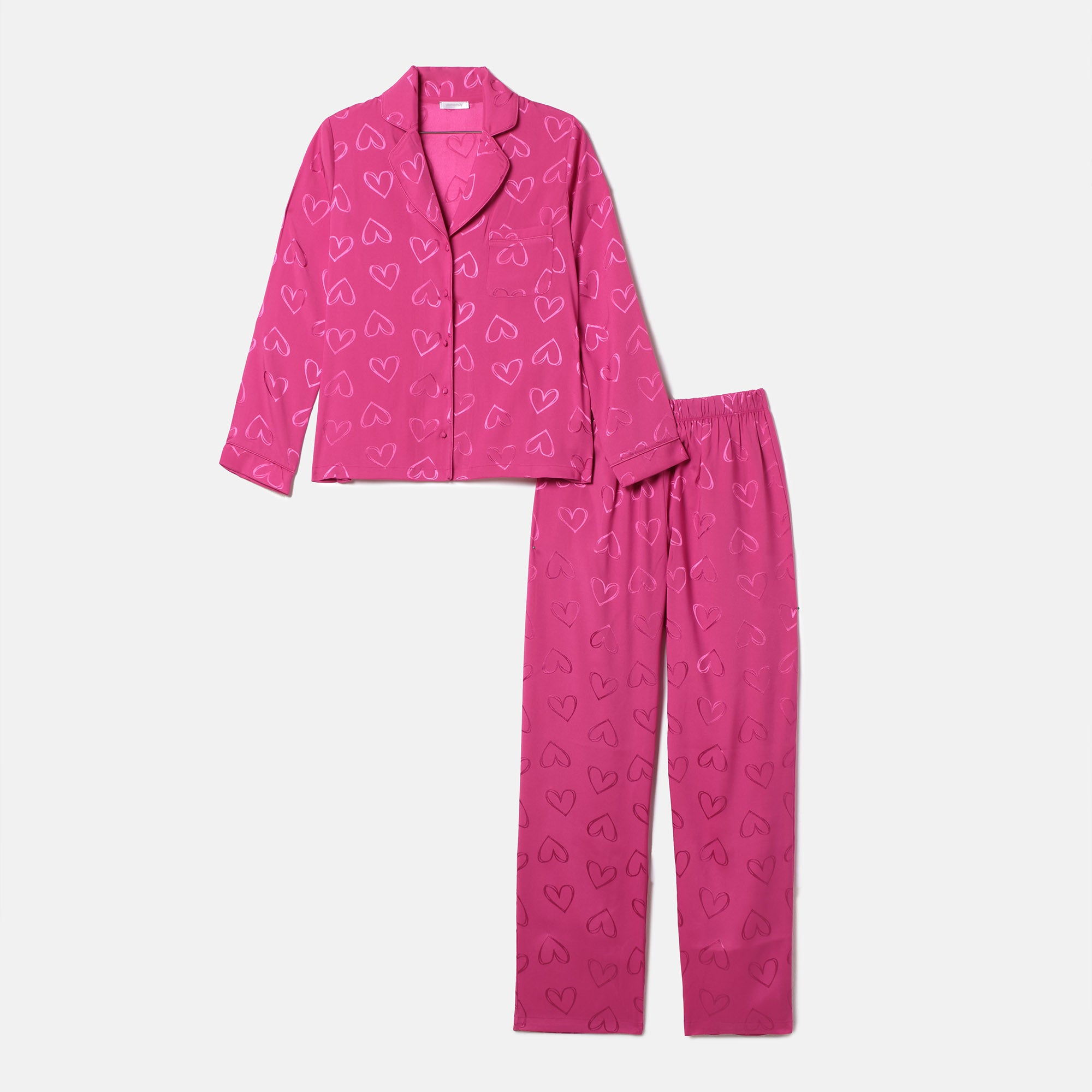 Fuchsia Long-Pyjamas With Front Open