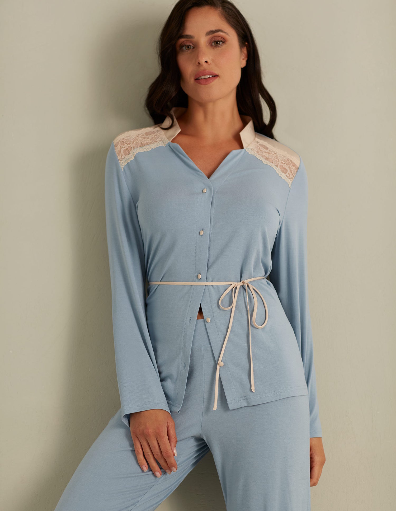 Magnolia Night Shirt Pajama Set_PPRD163002_038_01