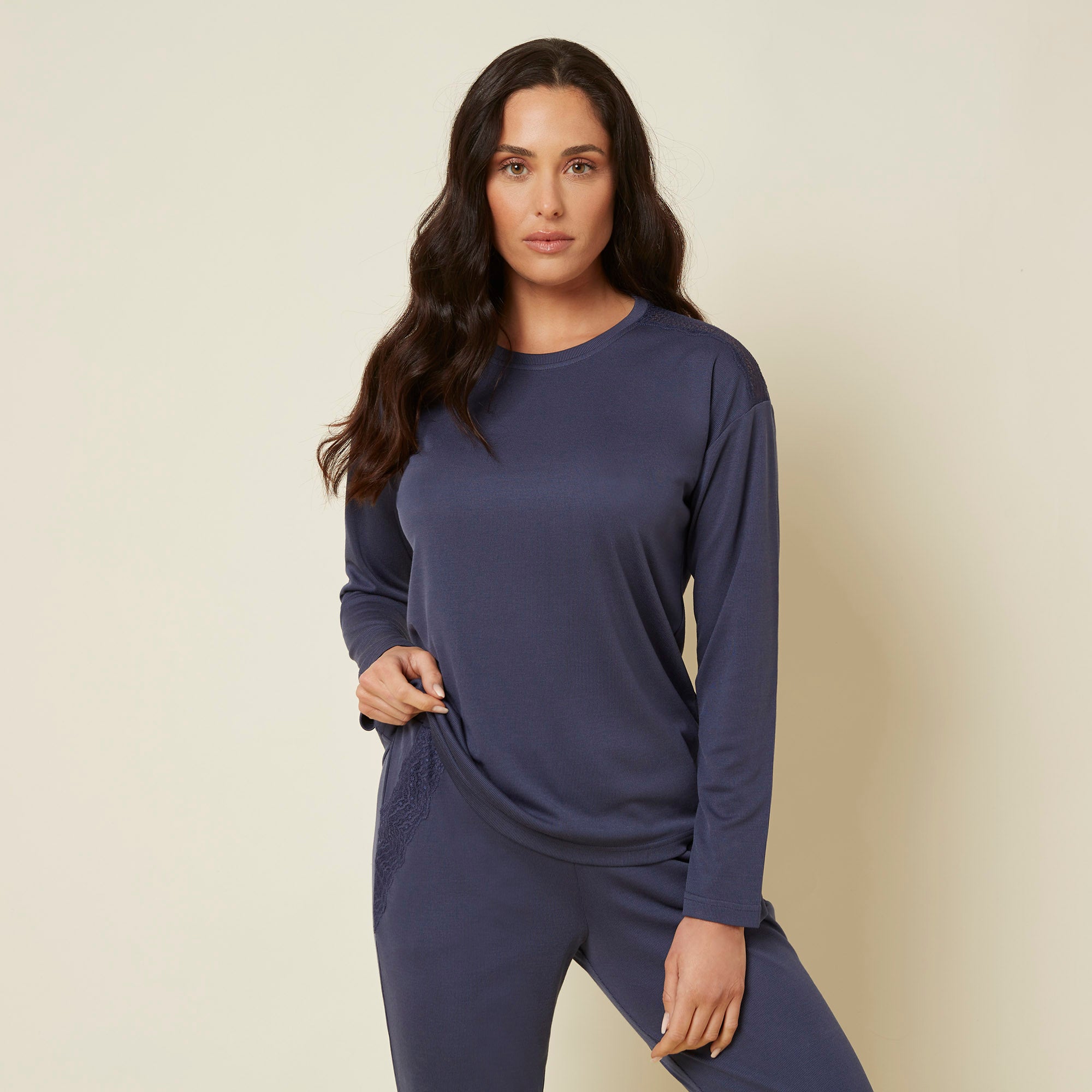 Denim Long-Sleeve T-Shirt - BEVAVA