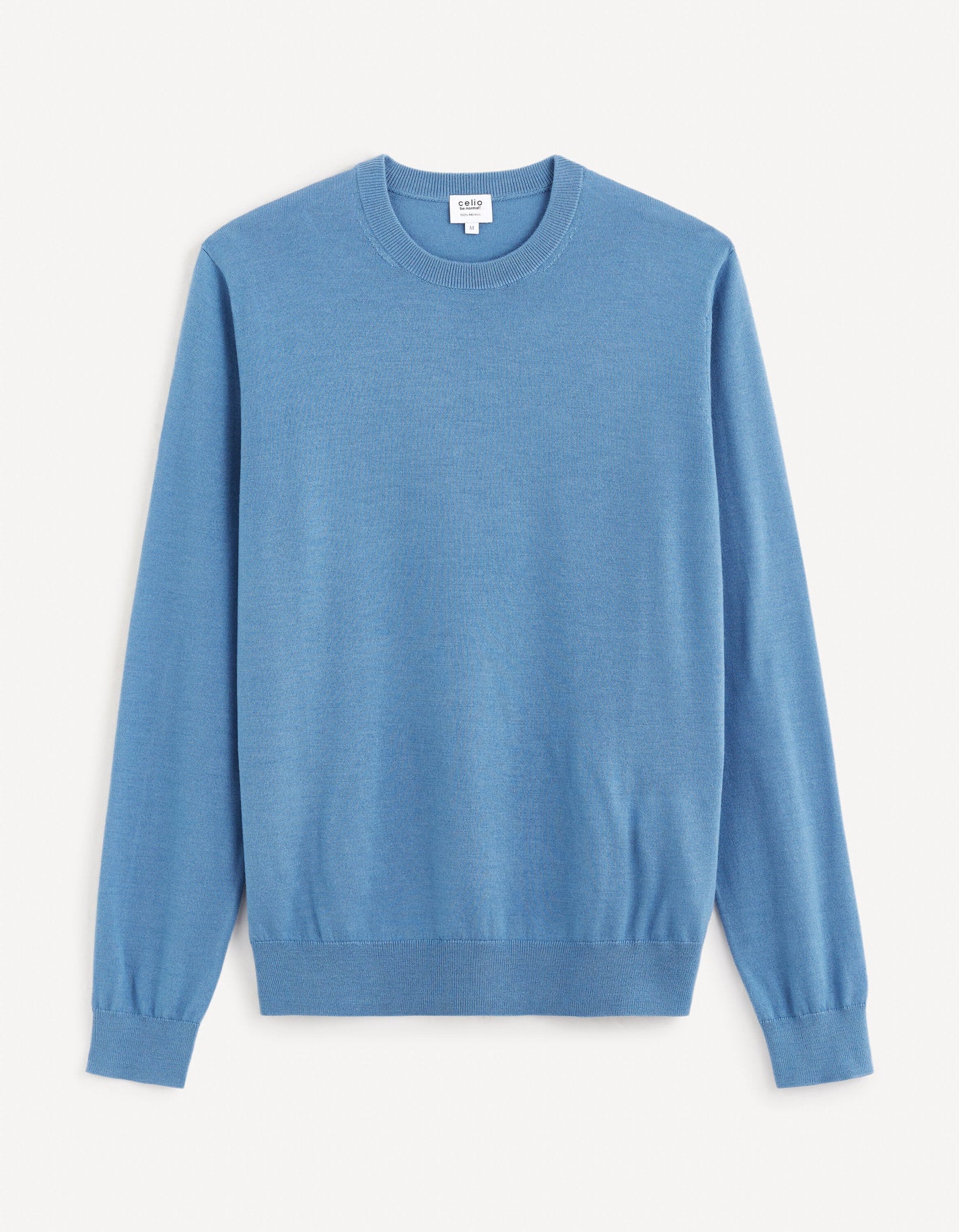 Round Neck Sweater 100% Merino Wool_SEMERIROND_BLUE_01