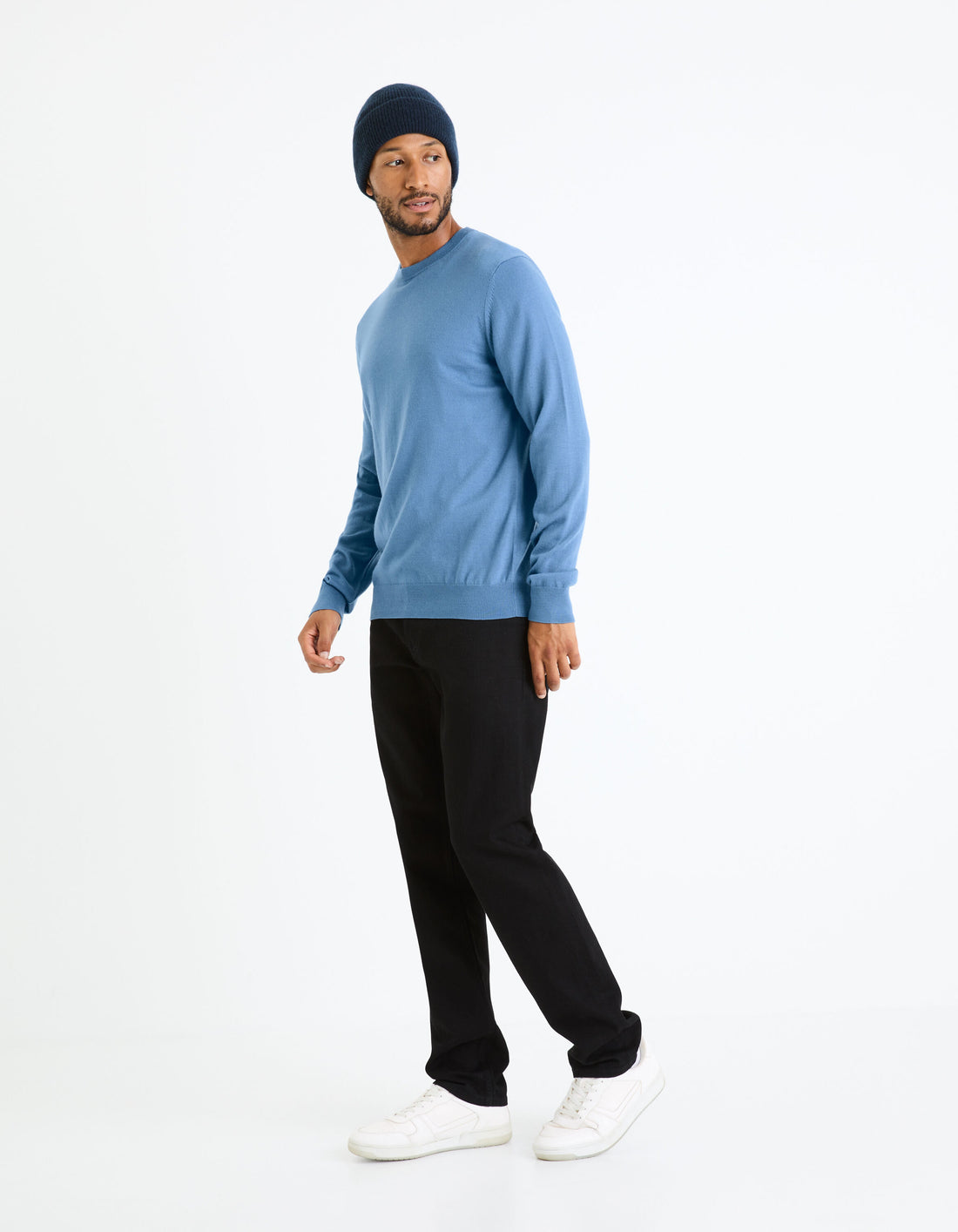 Round Neck Sweater 100% Merino Wool_SEMERIROND_BLUE_02