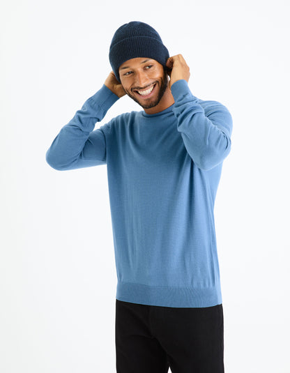 Round Neck Sweater 100% Merino Wool_SEMERIROND_BLUE_03