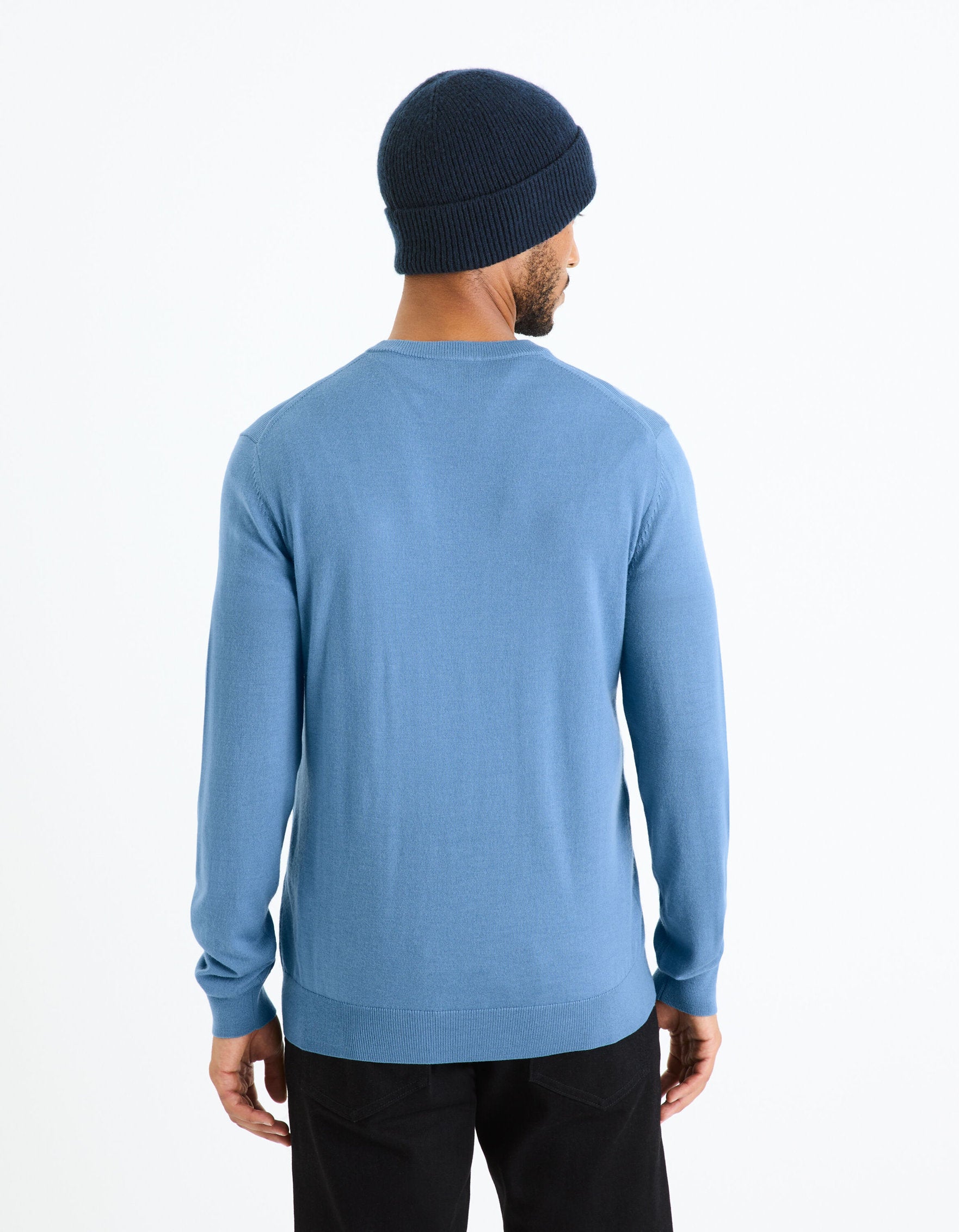 Round Neck Sweater 100% Merino Wool_SEMERIROND_BLUE_04