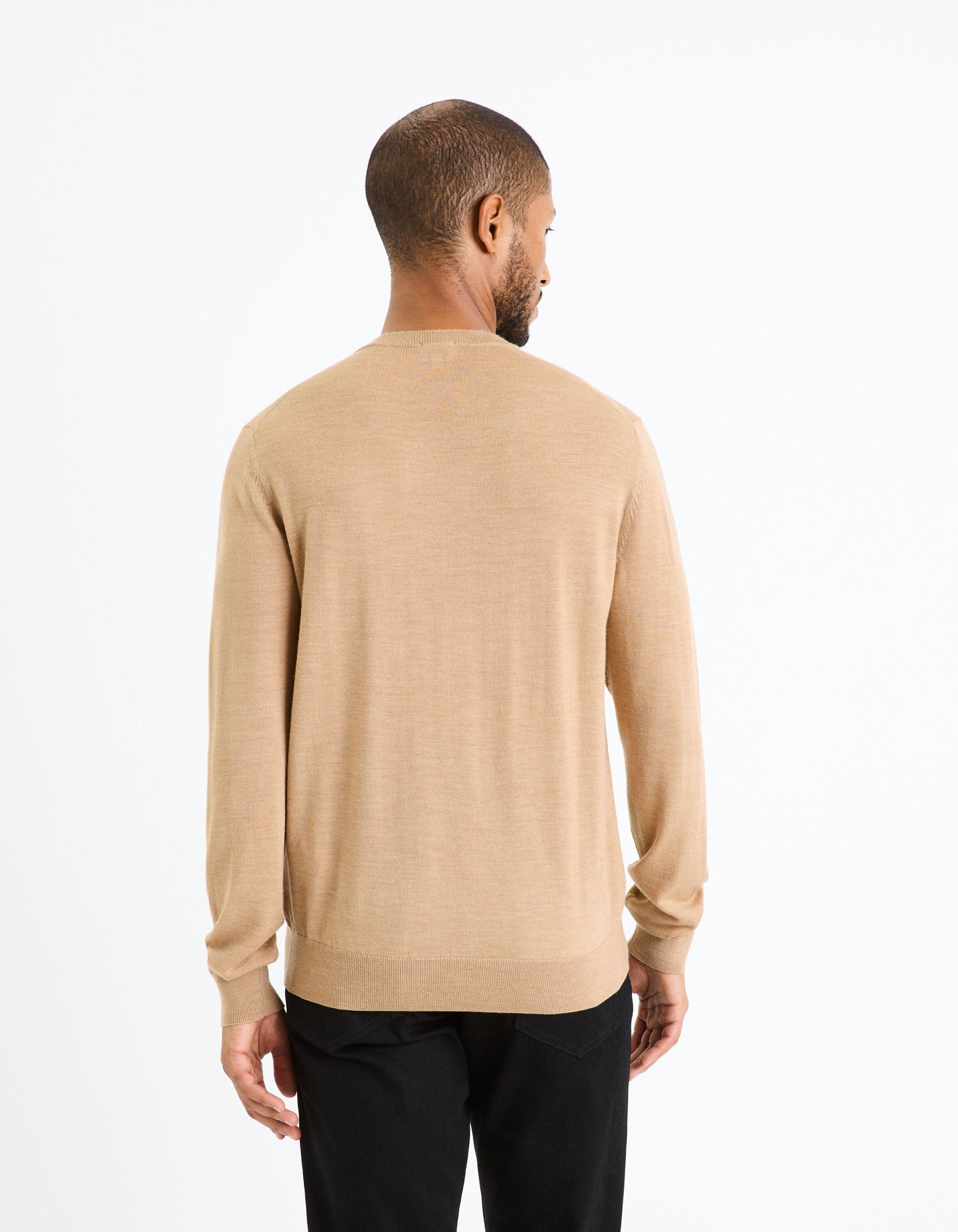 Round Neck Sweater 100% Merino Wool_SEMERIROND_CAMEL MEL_04