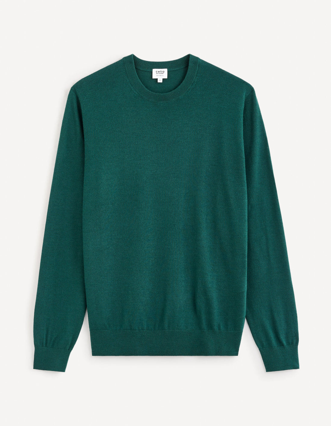 Round Neck Sweater 100% Merino Wool_SEMERIROND_DARK GREEN 01_02