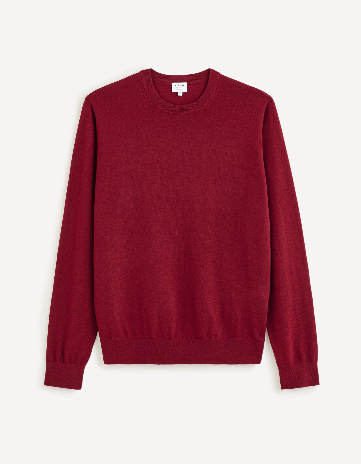 Round Neck Sweater 100% Merino Wool_SEMERIROND_DARK RED_02