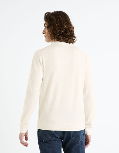 Round Neck Sweater 100% Merino Wool_SEMERIROND_ECRU 02_04