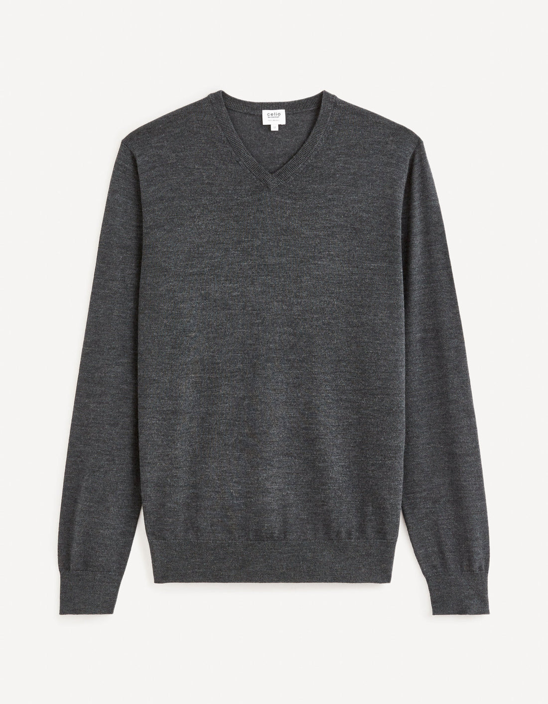 V-Neck Sweater 100% Merino Wool_SEMERIV_ANTHRA MEL_02