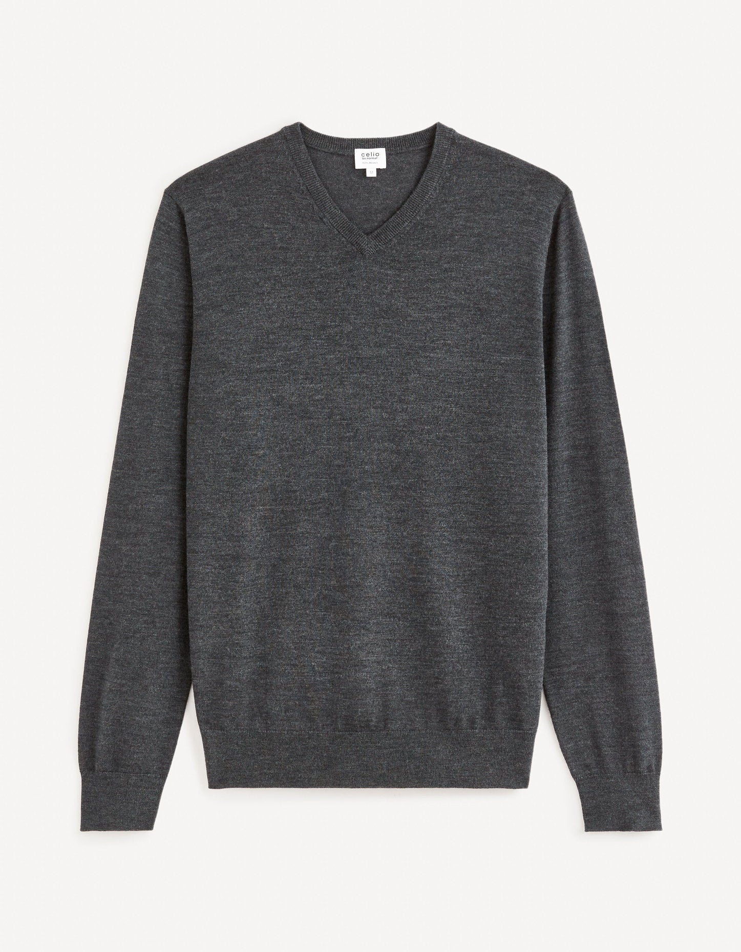 V-Neck Sweater 100% Merino Wool_SEMERIV_ANTHRA MEL_02