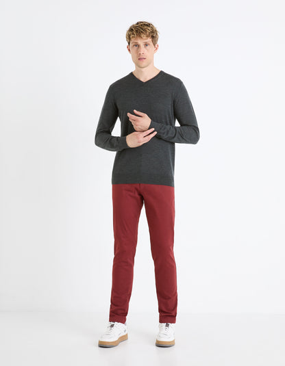 V-Neck Sweater 100% Merino Wool_SEMERIV_ANTHRA MEL_03