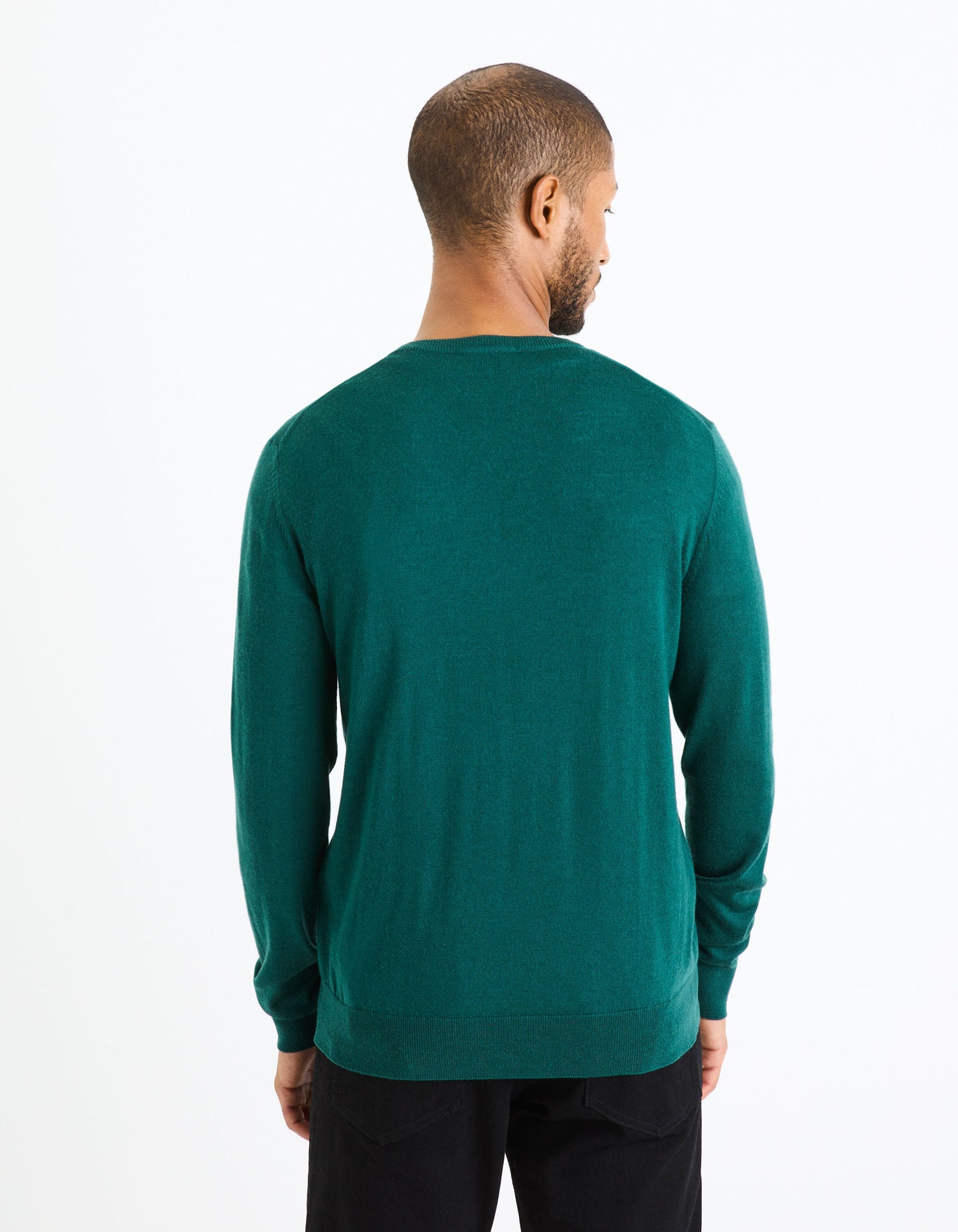 V-Neck Sweater 100% Merino Wool_SEMERIV_DARK GREEN 01_04