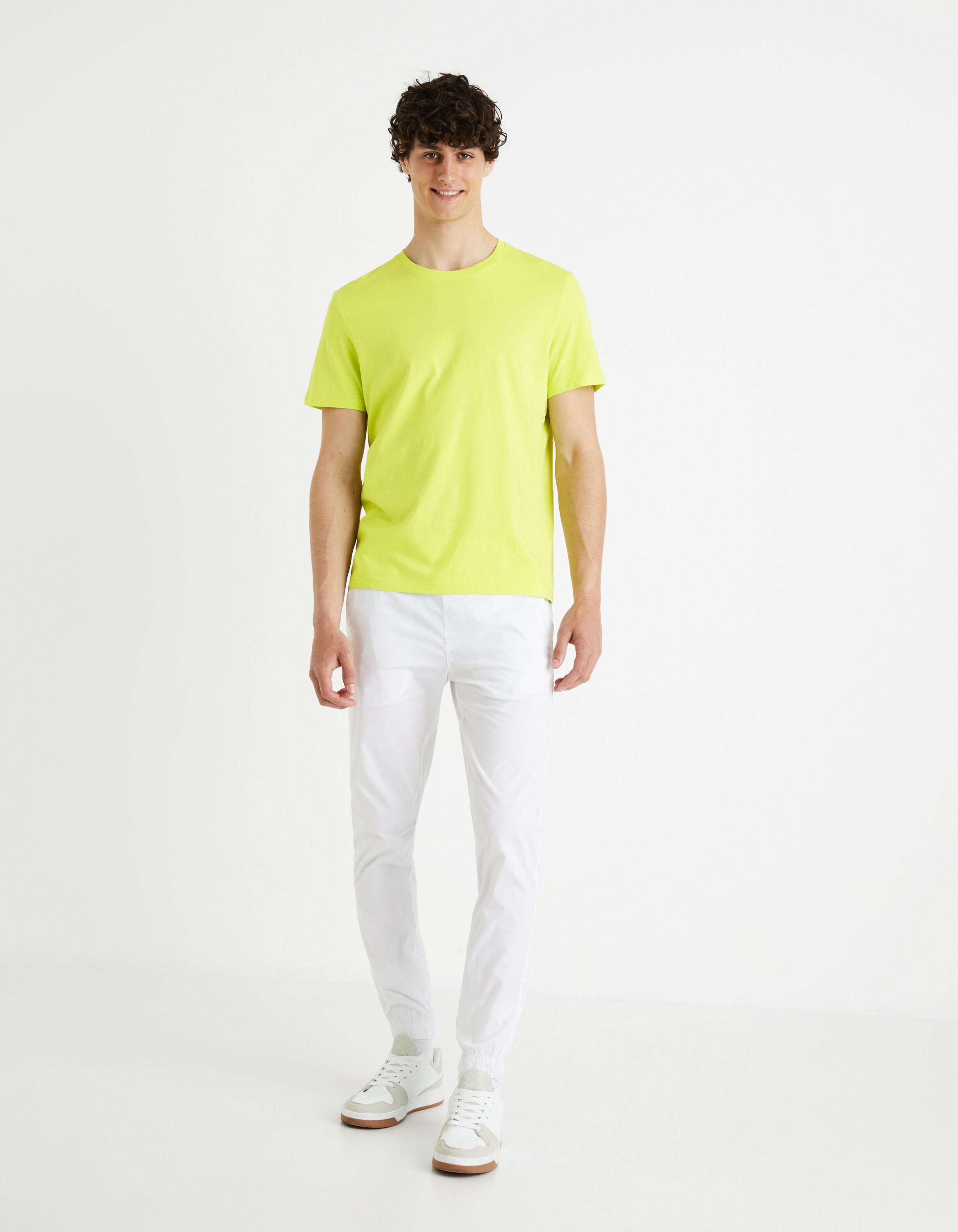 Round Neck T-Shirt 100% Cotton_TEBASE_ACID GREEN_03